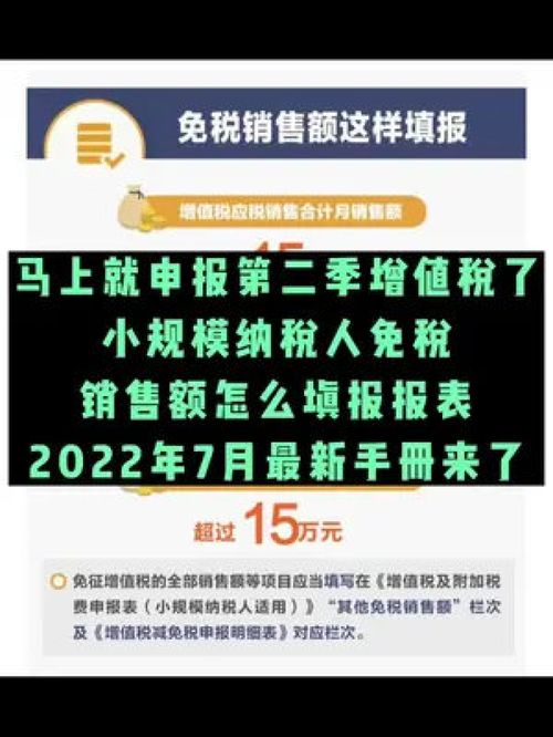 马上申报第二季度增值税了,小规模你免税销售额怎么填报呢,2022年7月最新手册来了 财税咨询 记账报税 企业服务